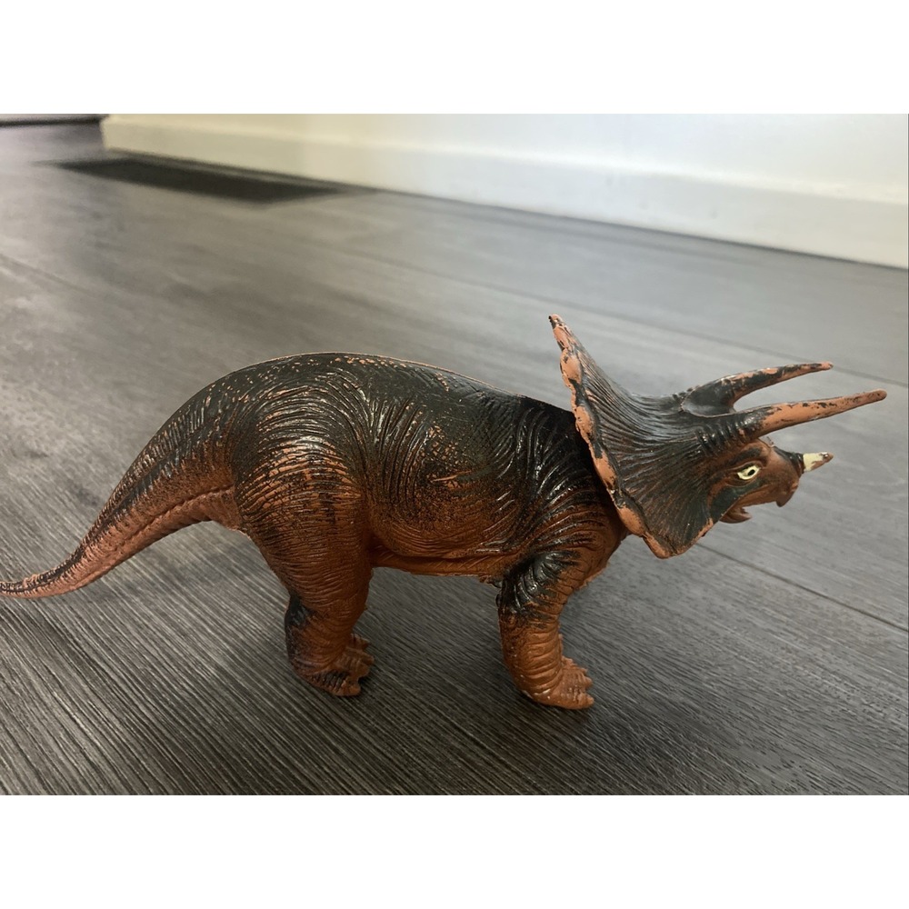 Vintage 1985 Imperial Dinosaur Triceratops Orange & Black
